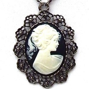 GASOLINE GLAMOUR BLACK WHITE GIRL CAMEO PENDANT